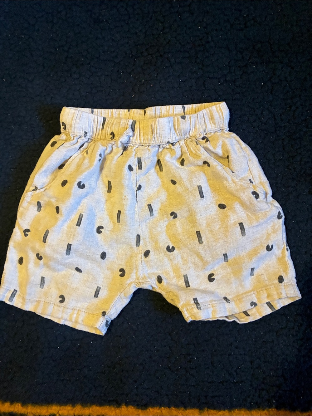 Zara Beige Shorts with gray Dash Print linen blend
